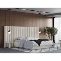King Size Hotel Bed with Panelled Headboard - Cream