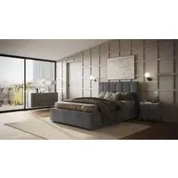 King Size Ottoman Bed Frame - Grey, Fabric