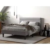 King Size Upholstered Bed Frame - Silver, Fabric
