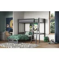 L-Shaped High Sleeper Bed - Grey, Pine