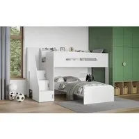 L-Shaped Triple Bunk Bed - White, MDF