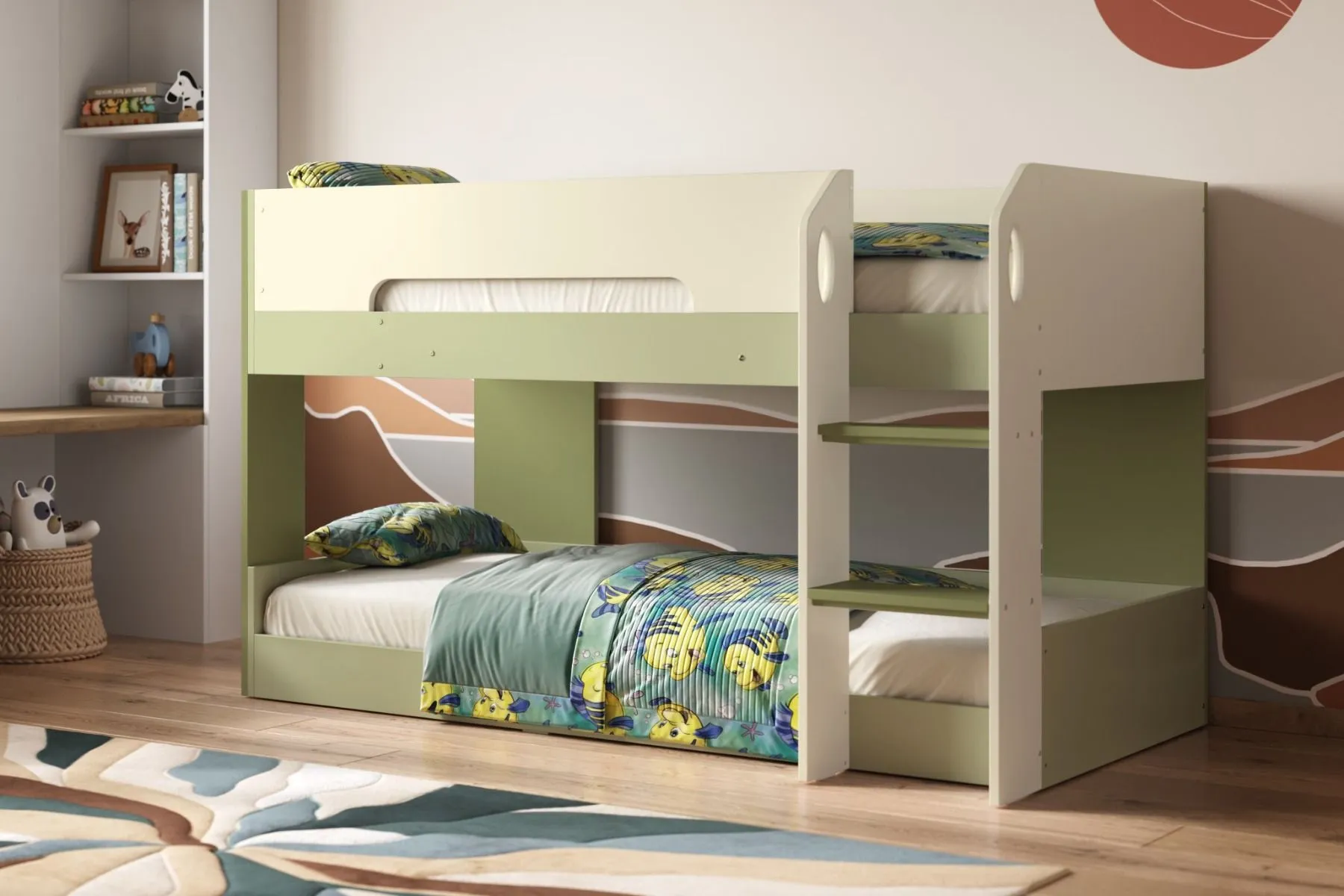 Low Pod Bunk Bed Frame - Green, Particle Board image