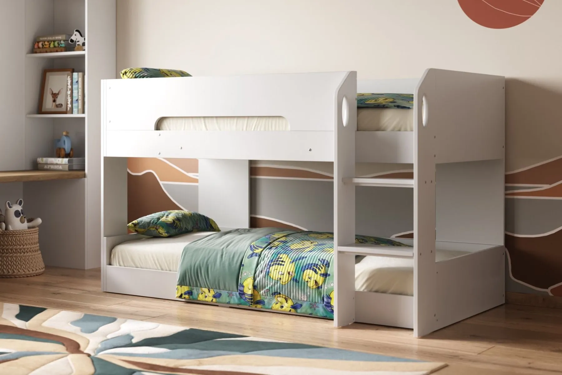 Low Pod Bunk Bed Frame - White, Particle Board