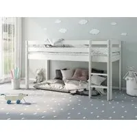 Mid Sleeper Bed Frame with Ladder - White, Pine
