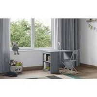 Pull Out Desk with Storage - Grey, Particle Board