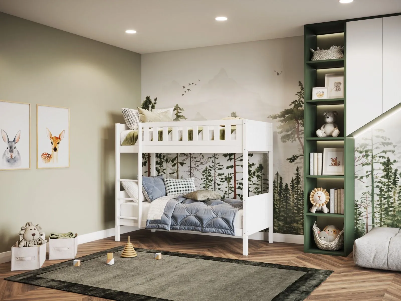 Shorty Bunk Bed - White, Pine Wood