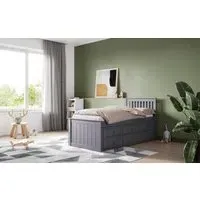 Single Captain's Bed with Trundle - Grey, Wood