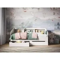 Single Day Bed with Storage - White