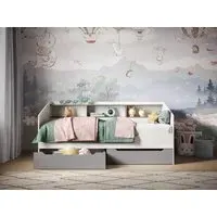 Single Day Bed with Storage - White & Grey