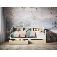 Single Day Bed with Storage - White & Oak