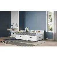 Single Day Bed with Trundle - White, Pine