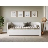 Single Guest Bed with Pull-Out - White, Pine