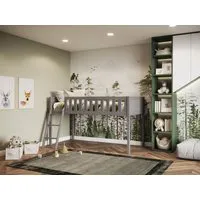 Single Midsleeper Cabin Bed - Grey, Pine Wood