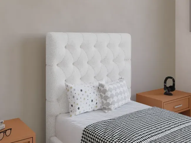 Single Ottoman Bed with Storage - Cream, Boucle