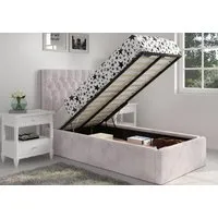 Single Ottoman Bed with Storage - Pink, Velvet