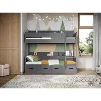 Storage Bunk Bed with Drawers - Grey, Wood
