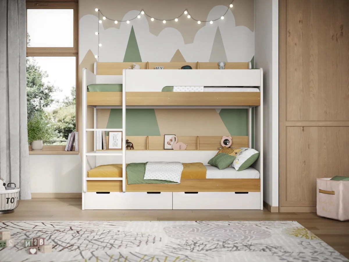 Storage Bunk Bed with Drawers - Oak, Wood