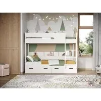 Storage Bunk Bed with Drawers - White, Wood