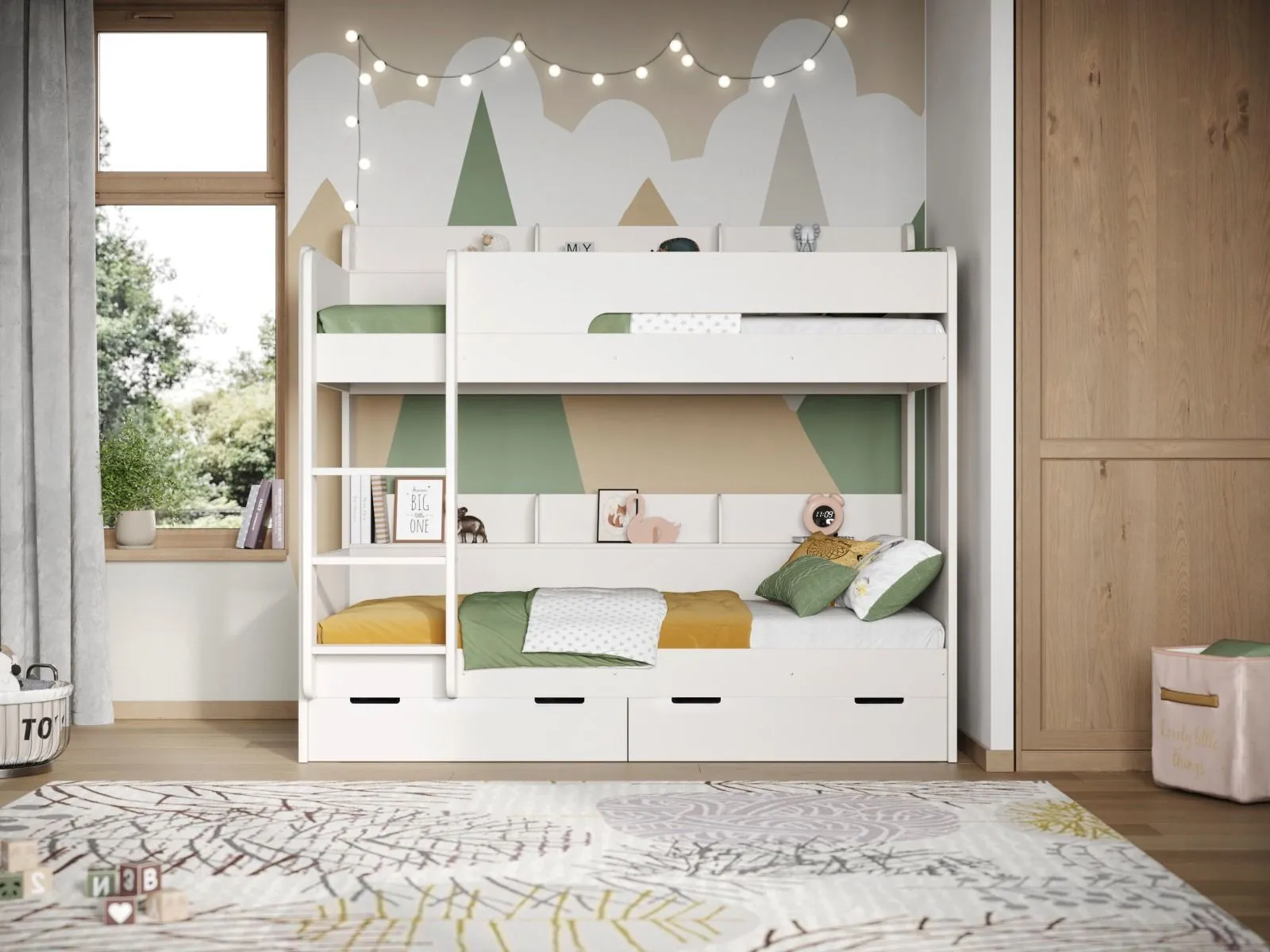 Storage Bunk Bed with Drawers - White, Wood