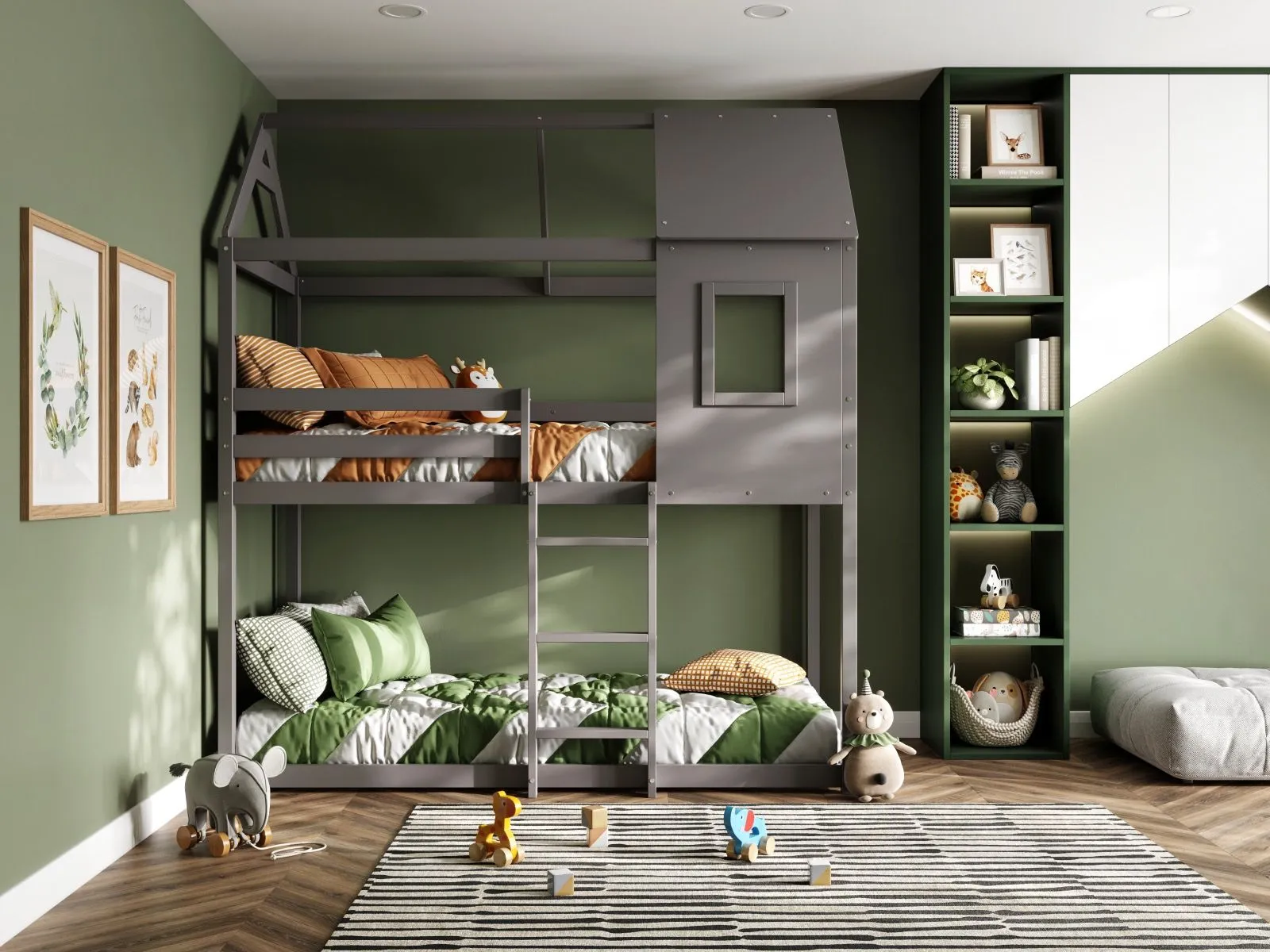 Treehouse Bunk Bed with Ladder - Grey, Wood image
