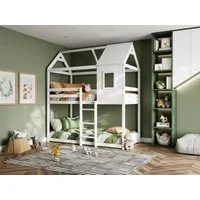 Treehouse Bunk Bed with Pitched Roof - White, Wood