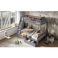 Triple Bunk Bed Frame - Grey, Pine
