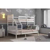 Triple Bunk Bed Frame with Storage - White, Wood