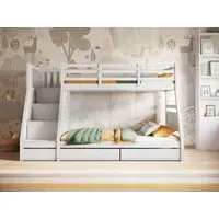 Triple Bunk Bed with Storage - White, Wood