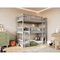 Triple High Bunk Bed with Slats - Grey, Pine