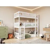 Triple High Bunk Bed with Slats - White, Pine