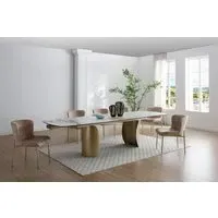 10-Seater Extending Dining Table - White, Ceramic