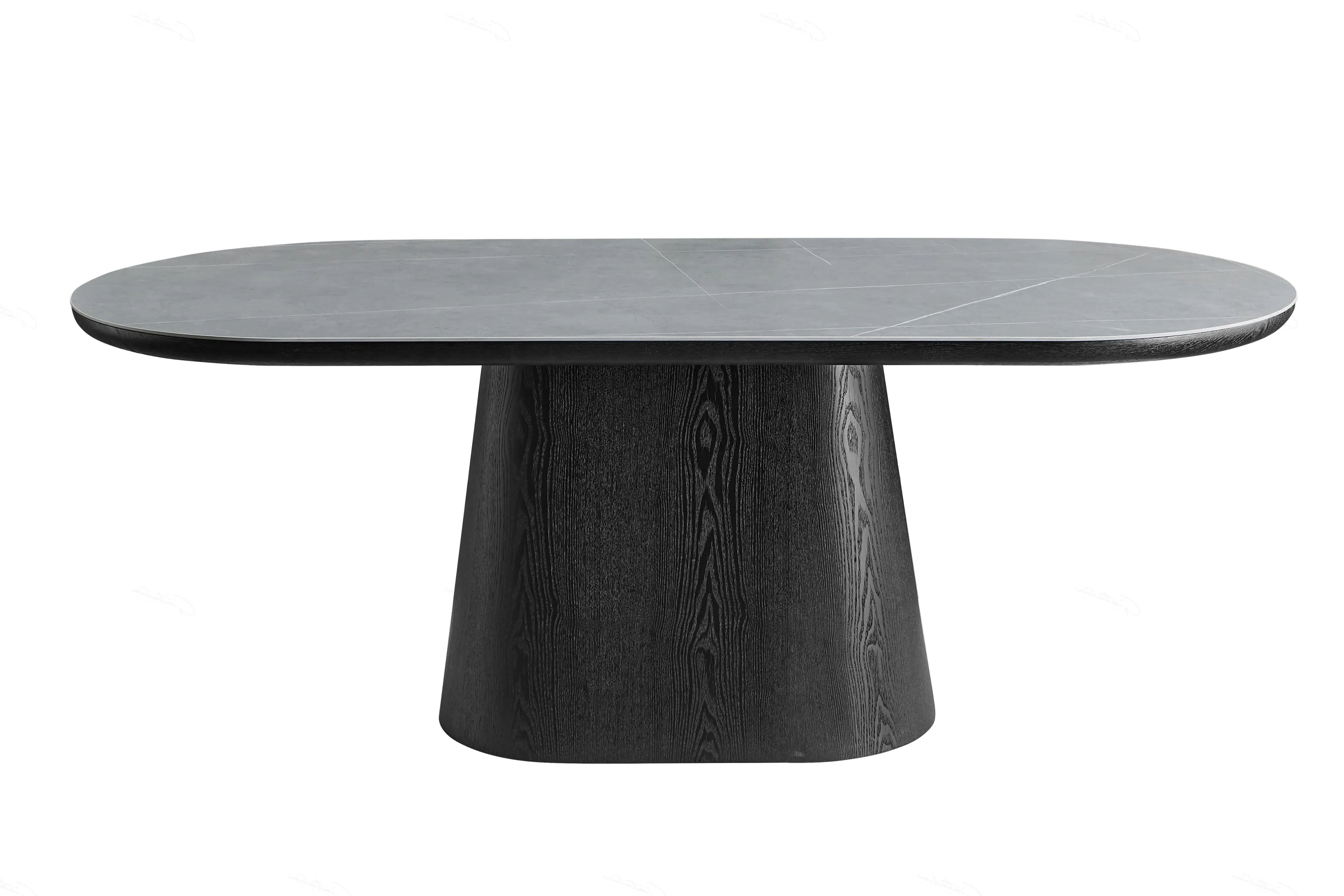200cm Oval Dining Table - Black & Grey, Stone image