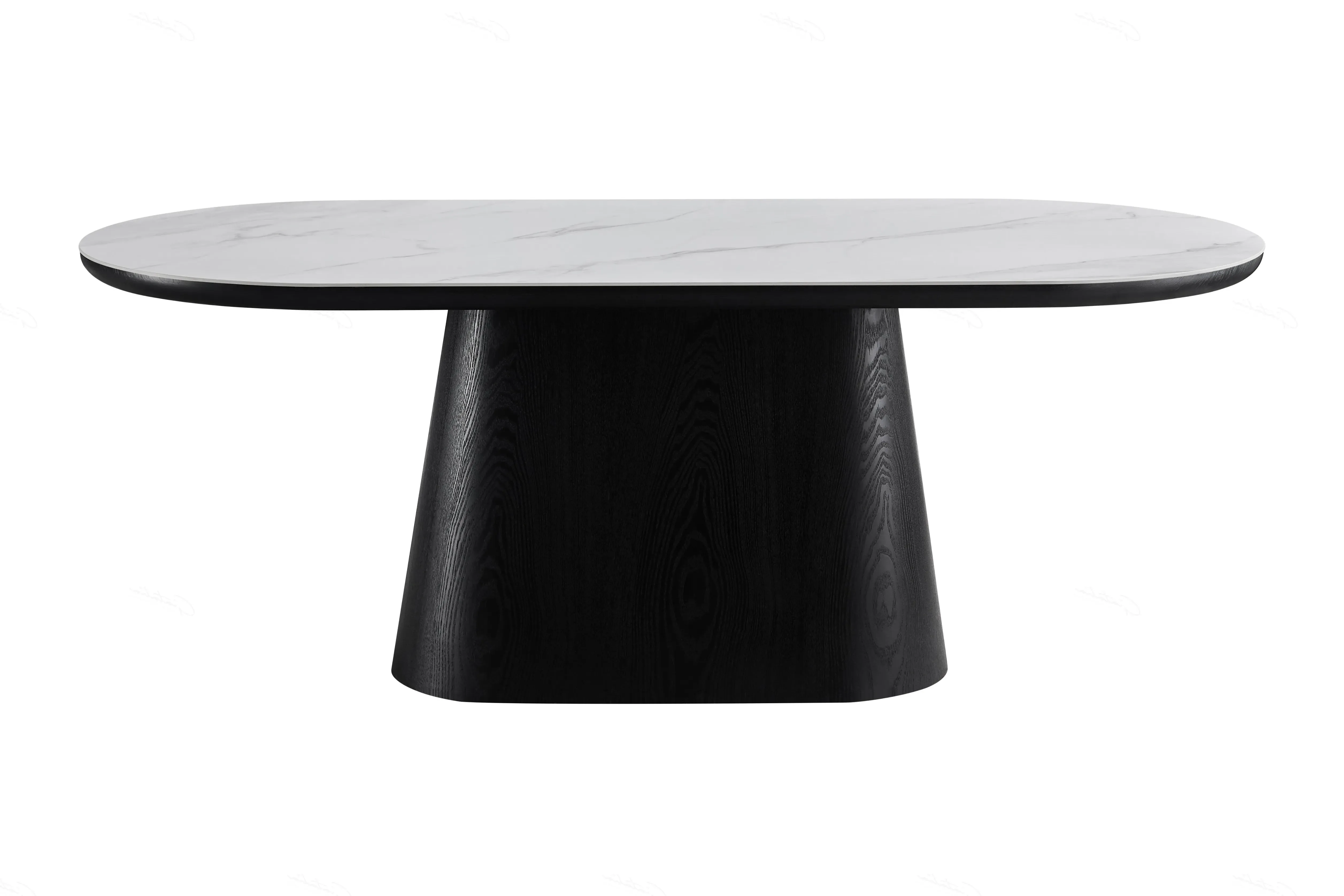 200cm Oval Dining Table - Black & White, Stone