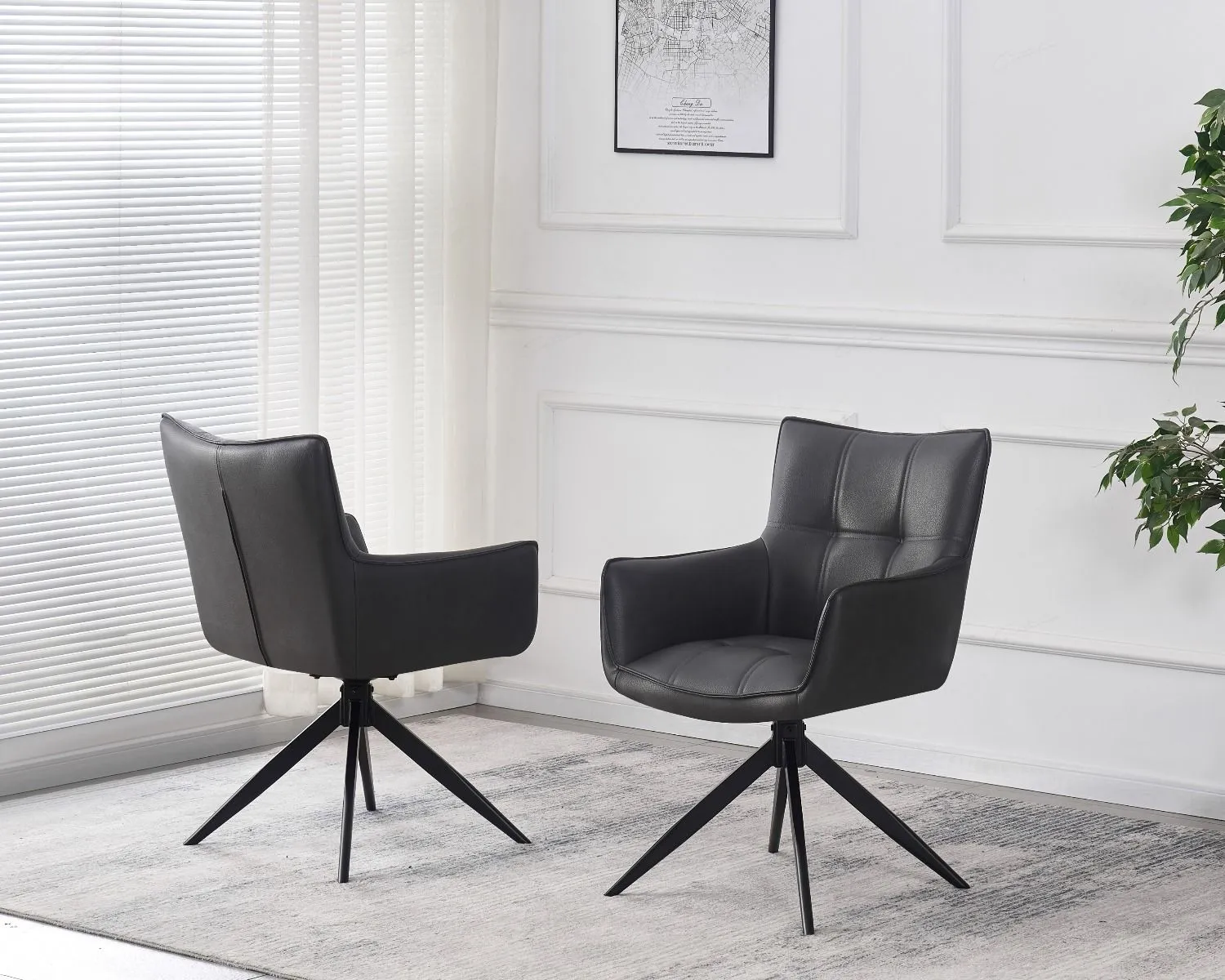 Dining Chair Sculptural Design - Grey, PU Leather image