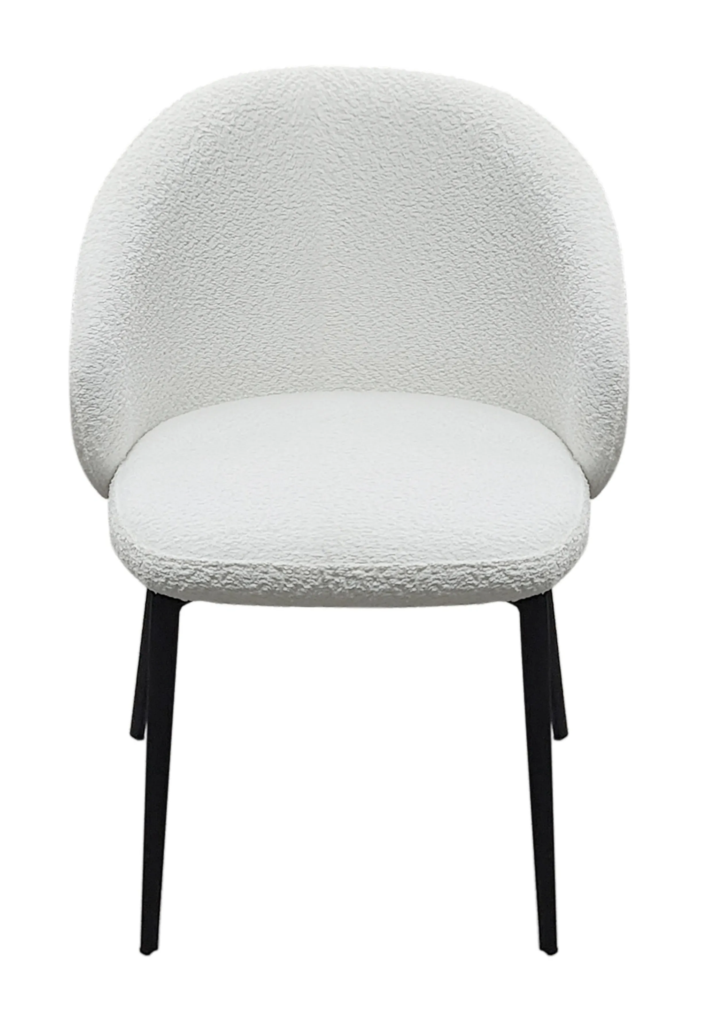 Dining Chair with Black Legs - Ivory White, Boucle image