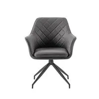 Dining Chair with Clean Lines - Grey, PU Leather