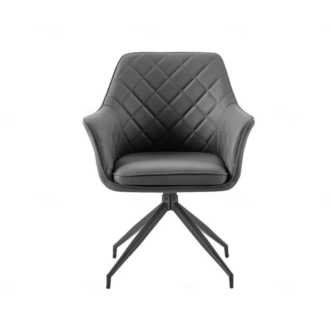 Dining Chair with Clean Lines - Grey, PU Leather image