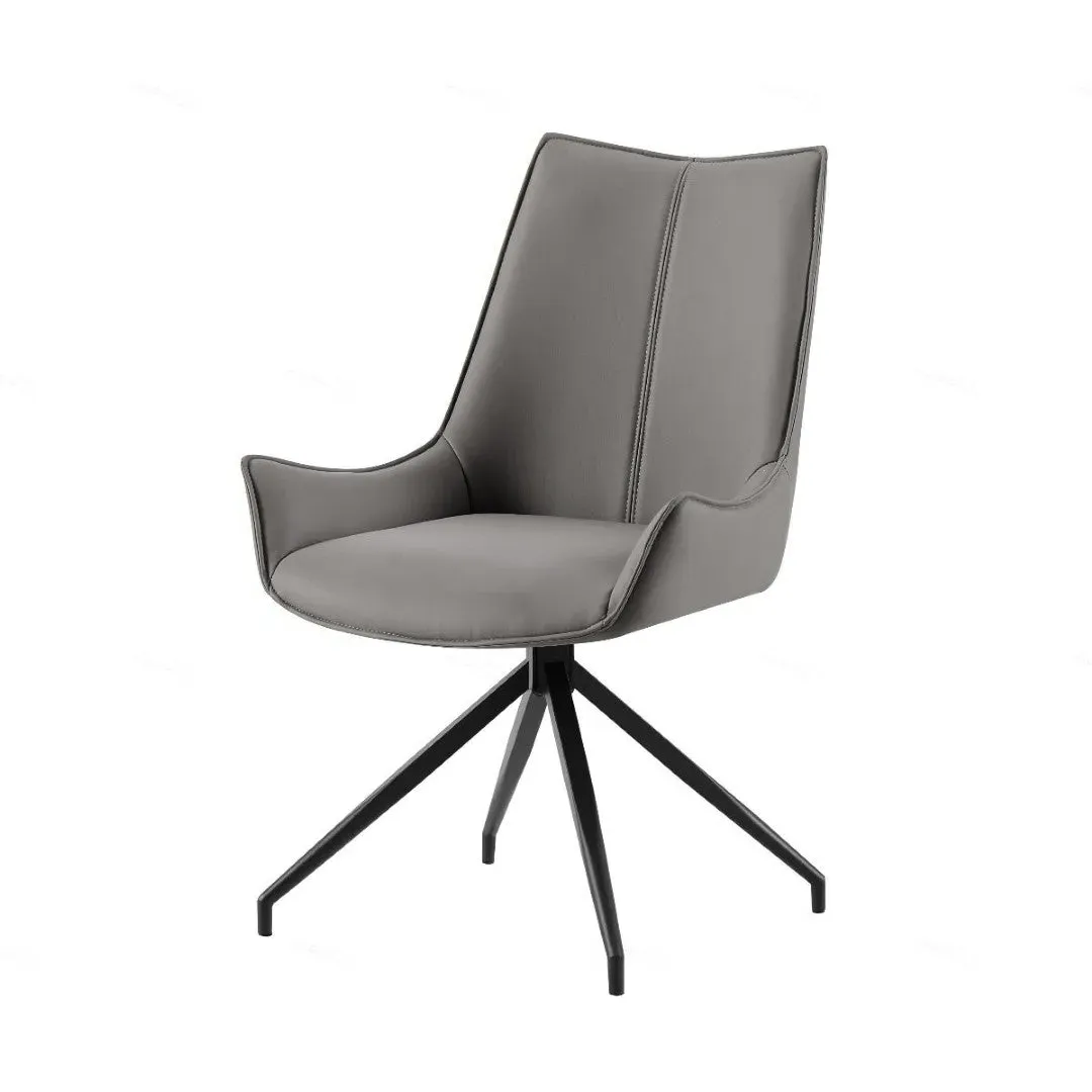 Dining Chair with Metal Crossing - Grey, PU Leather image