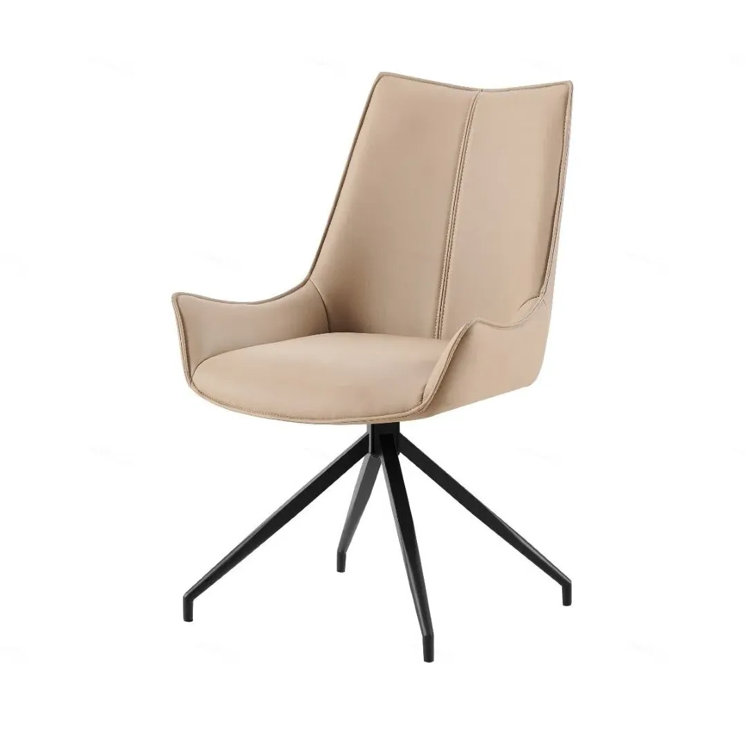 Dining Chair with Metal Crossing - Mink, PU Leather