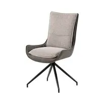 Dining Chair with Solid Back - Beige, Fabric