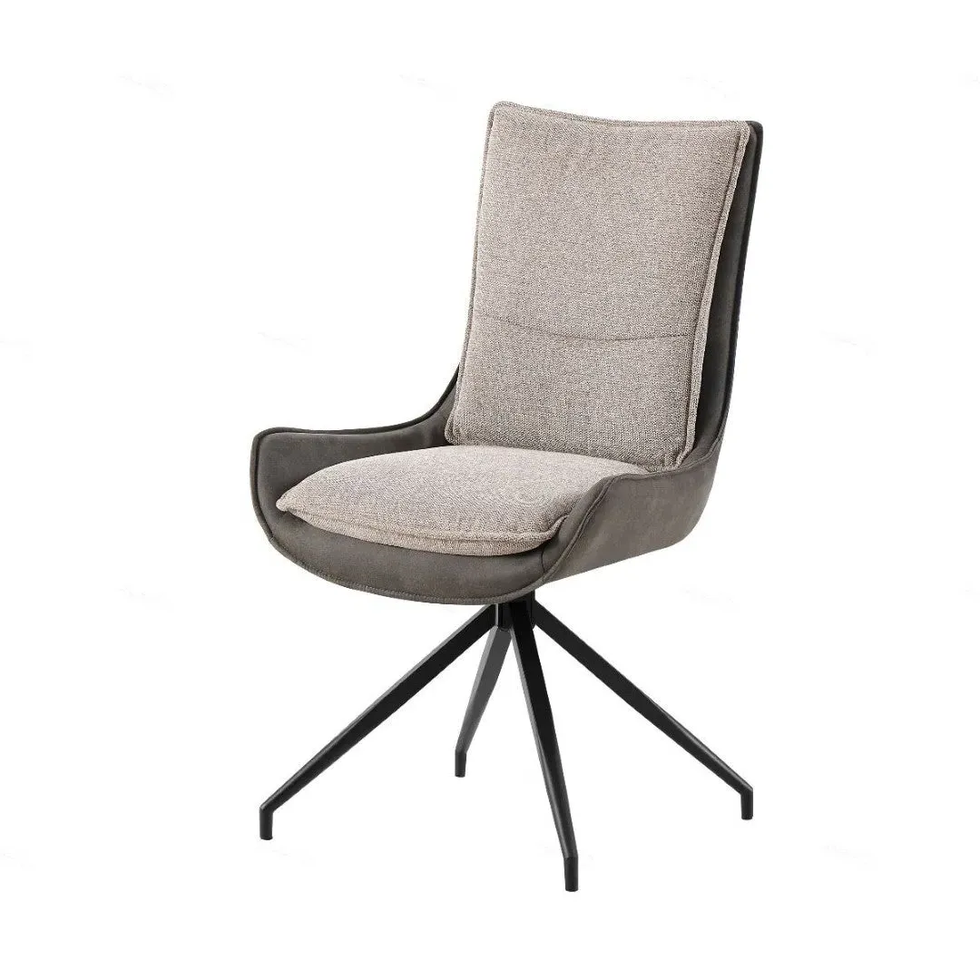 Dining Chair with Solid Back - Beige, Fabric