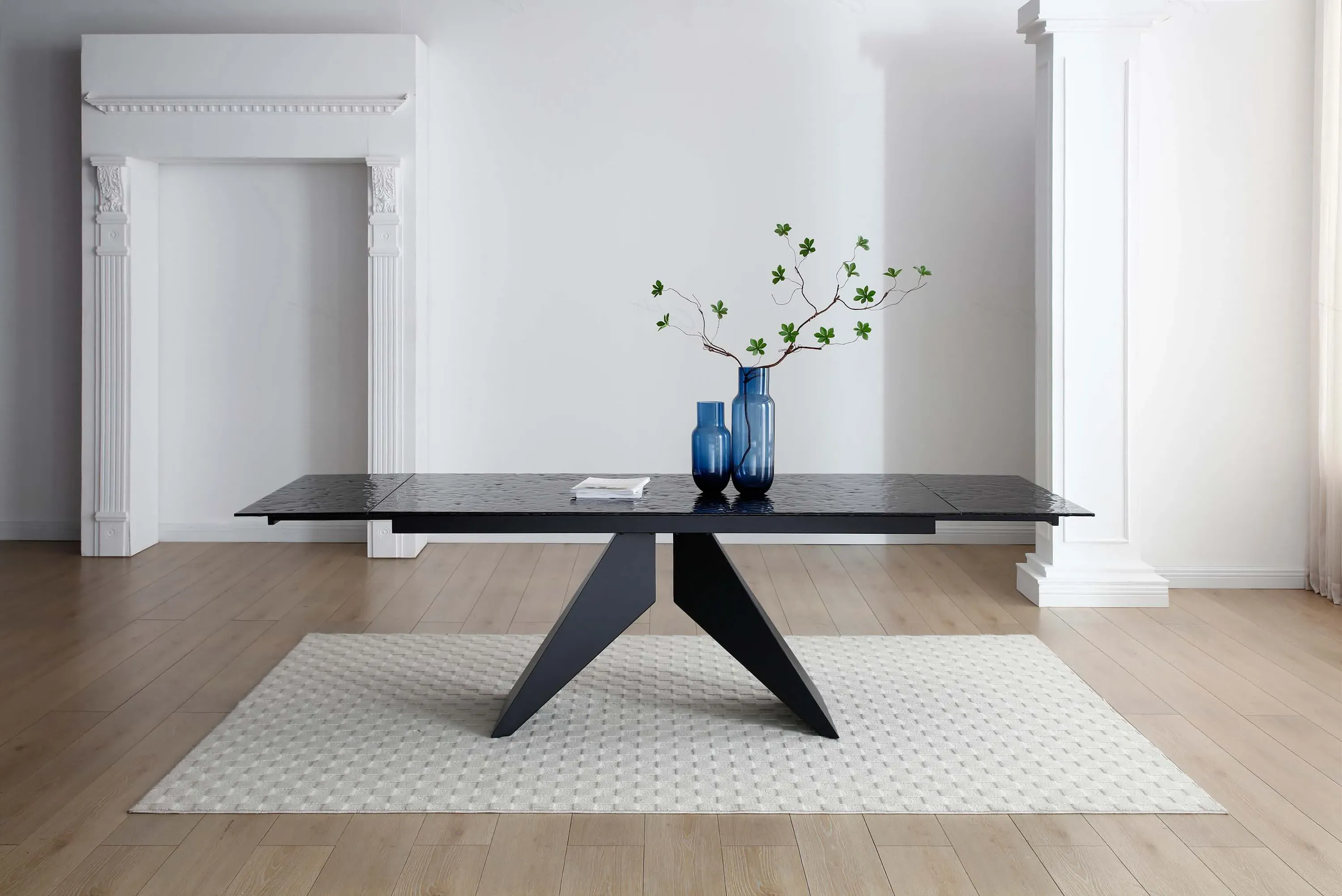 Extending Dining Table - Black, Glass image