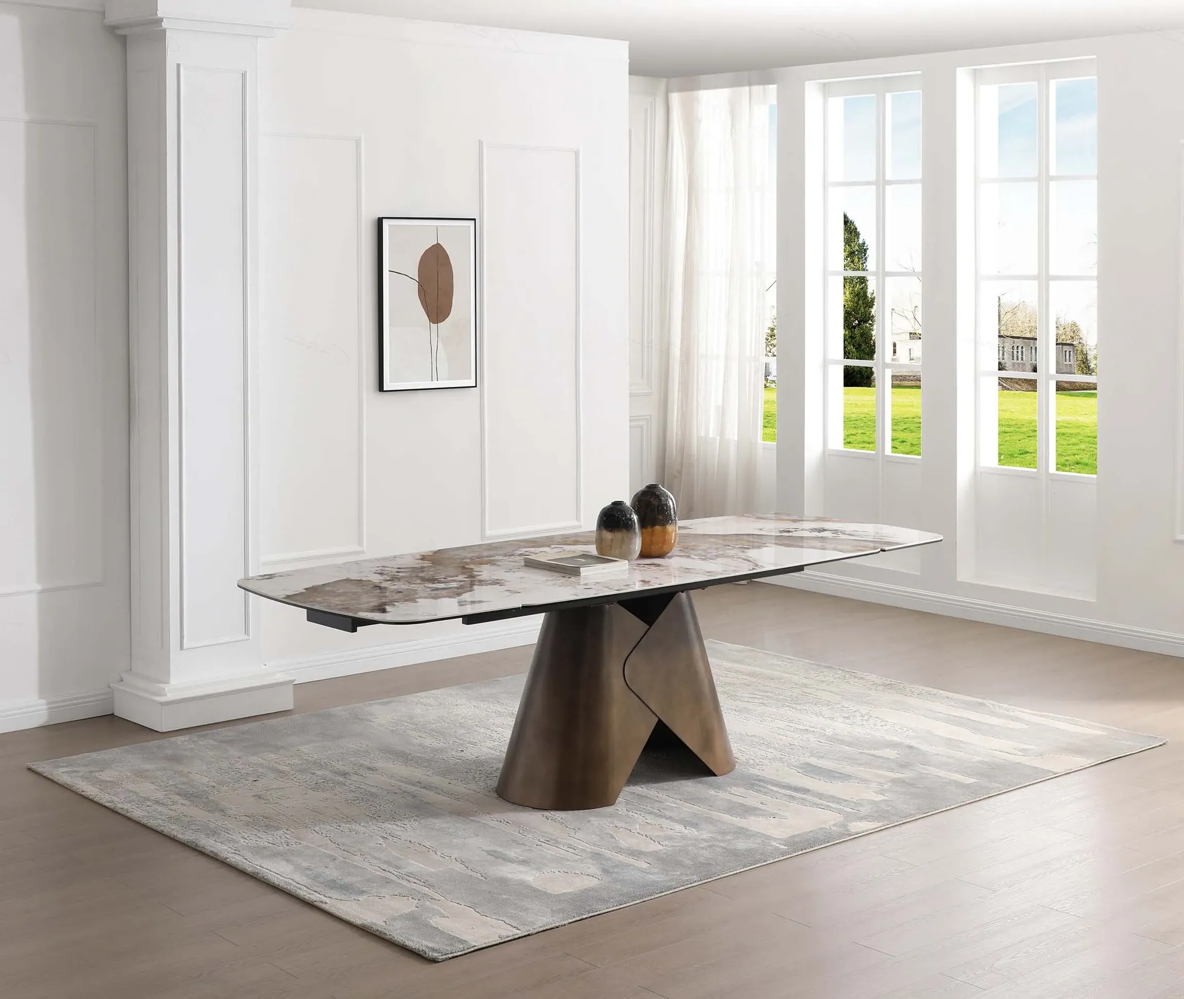 Extending Dining Table - White, Ceramic image