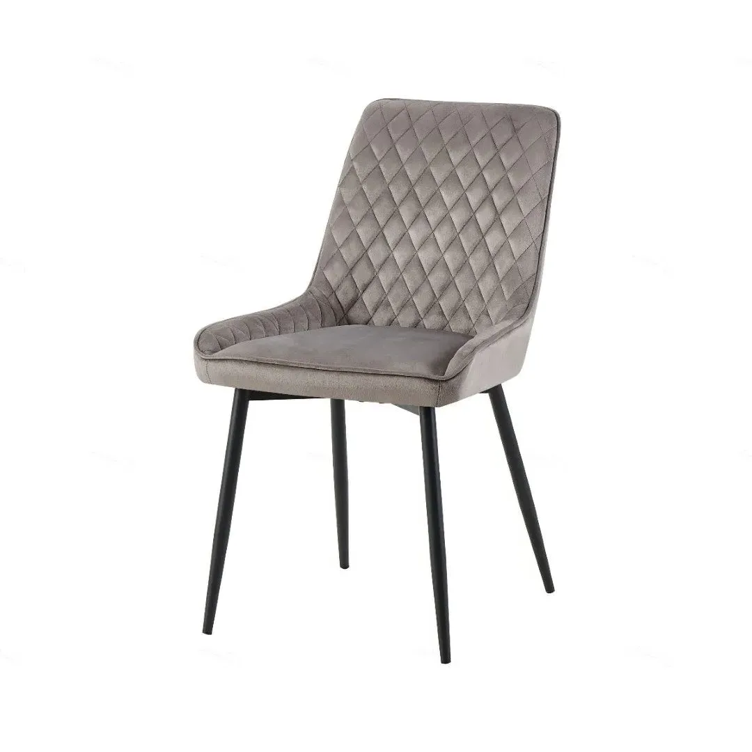 Nina Dining Chair - Grey, Velvet