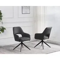 Swivel Dining Chair - Dark Grey, PU Leather