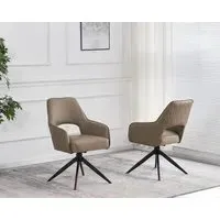 Swivel Dining Chair - Taupe, PU Leather