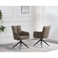 Swivel Dining Chair - Taupe, Suede