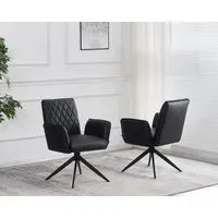 Swivel Dining Chair with Diamond Stitch - Black, PU