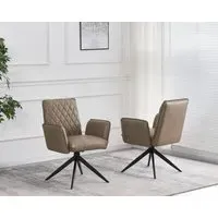 Swivel Dining Chair with Diamond Stitch - Taupe, PU