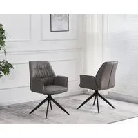 Swivel Dining Chair with Pleated Back - Taupe, PU